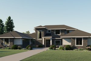 Exterior - Front Elevation 3 for Modern House Plan #1064-19 - 4 bed, 2 bath