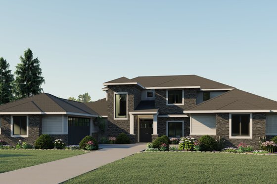 Exterior - Front Elevation 3 for Modern House Plan #1064-19 - 4 bed, 2 bath