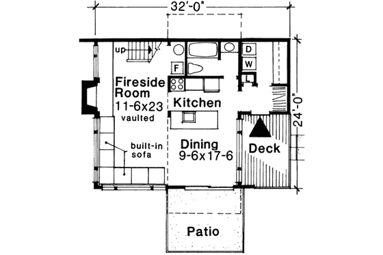 Floor Plan - Main Floor for Modern House Plan #320-102 - 1 bed, 2 bath
