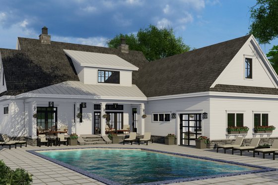 Exterior - Rear Elevation for Farmhouse House Plan #51-1153 - 4 bed, 4.5 bath