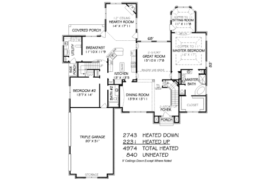 Floor Plan - Main Floor for European House Plan #424-363 - 6 bed, 4 bath