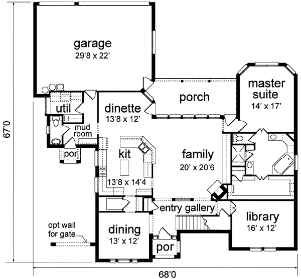 Home Plan - Traditional Floor Plan - Main Floor Plan #84-154