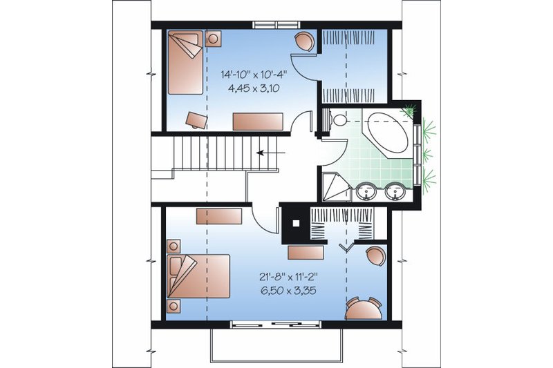 Dream House Plan - Floor Plan - Upper Floor for European House Plan #23-868 - 3 bed, 2 bath
