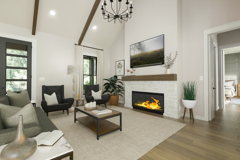 Dream House Plan - Interior - Family Room for Farmhouse House Plan #406-9670 - 3 bed, 2 bath
