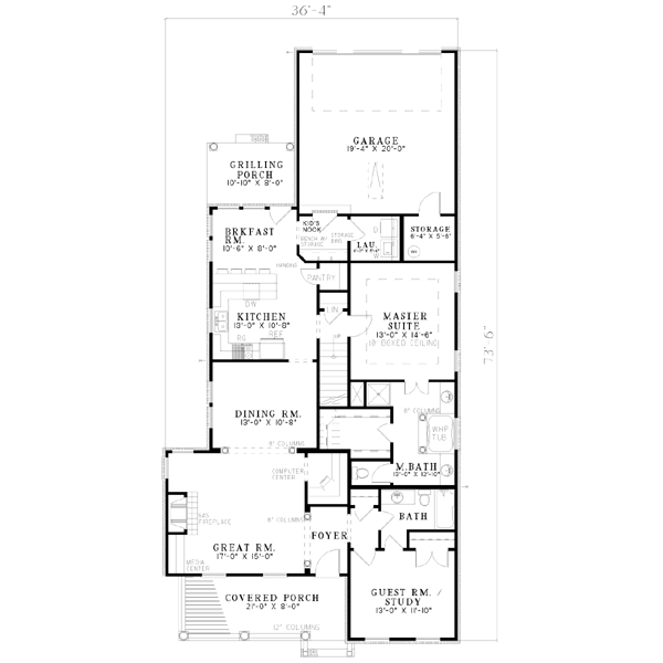 Home Plan - Southern Floor Plan - Main Floor Plan #17-271