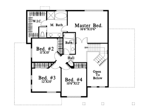 Floor Plan - Upper Floor for Craftsman House Plan #78-134 - 4 bed, 2.5 bath