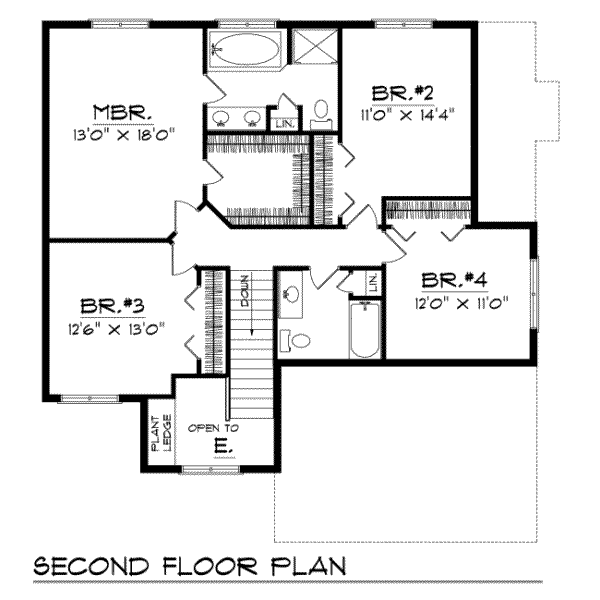 House Plan Design - Traditional Floor Plan - Upper Floor Plan #70-372