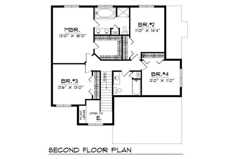 House Plan Design - Floor Plan - Upper Floor for Traditional House Plan #70-372 - 4 bed, 2.5 bath