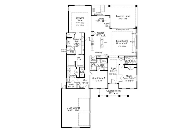 House Plan Design - Floor Plan - Main Floor for Craftsman House Plan #938-134 - 3 bed, 3.5 bath