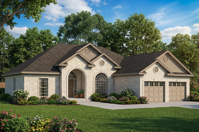 Exterior - Front Elevation 2 for European House Plan #17-150 - 4 bed, 2 bath