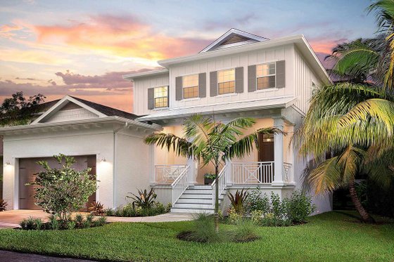 Exterior - Front Elevation 4 for Beach House Plan #938-108 - 3 bed, 2.5 bath