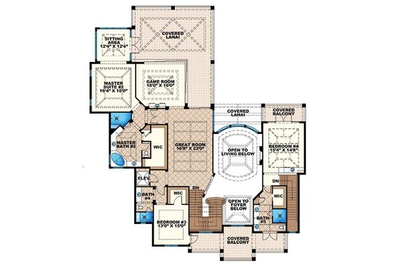 Floor Plan - Upper Floor for Colonial House Plan #27-464 - 5 bed, 5.5 bath