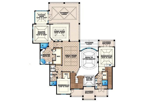 Colonial Floor Plan - Upper Floor Plan #27-464