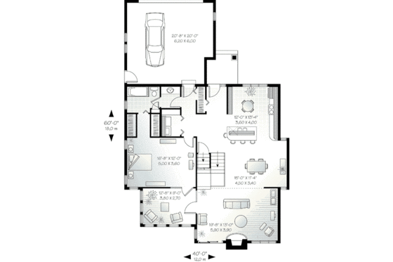 Floor Plan - Main Floor for Contemporary House Plan #23-613 - 3 bed, 2.5 bath