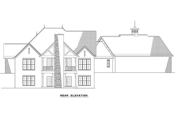 Exterior - Rear Elevation for European House Plan #17-2554 - 3 bed, 4.5 bath