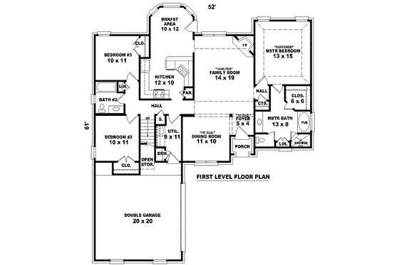 Floor Plan - Main Floor for European House Plan #81-1464 - 3 bed, 2 bath