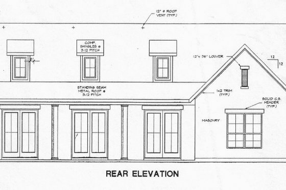 Exterior - Rear Elevation for Country House Plan #472-11 - 2 bed, 2 bath