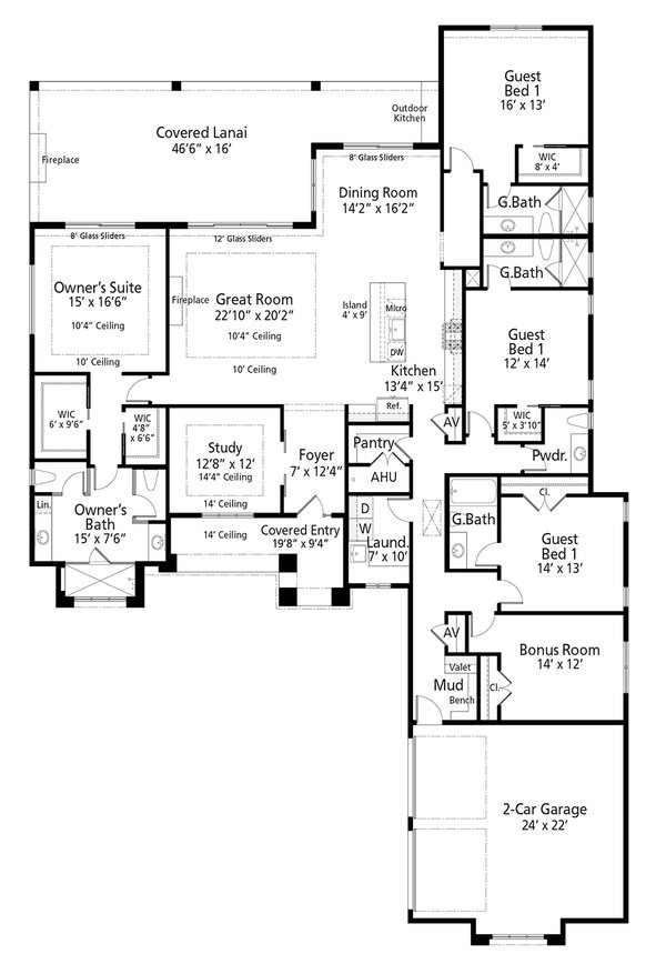 Craftsman Floor Plan - Main Floor Plan #938-124