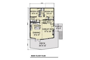 Floor Plan - Main Floor for Cottage House Plan #1070-57 - 3 bed, 2 bath