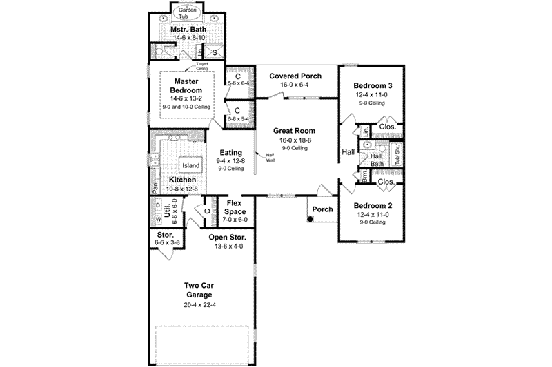 Dream House Plan - Floor Plan - Main Floor for Traditional House Plan #21-162 - 3 bed, 2 bath