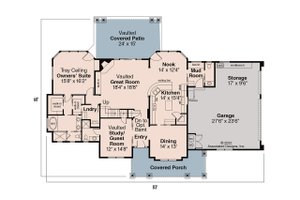Floor Plan - Main Floor for Craftsman House Plan #124-582 - 4 bed, 3.5 bath