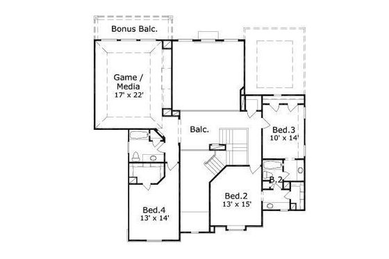 Floor Plan - Upper Floor for European House Plan #411-717 - 4 bed, 3.5 bath
