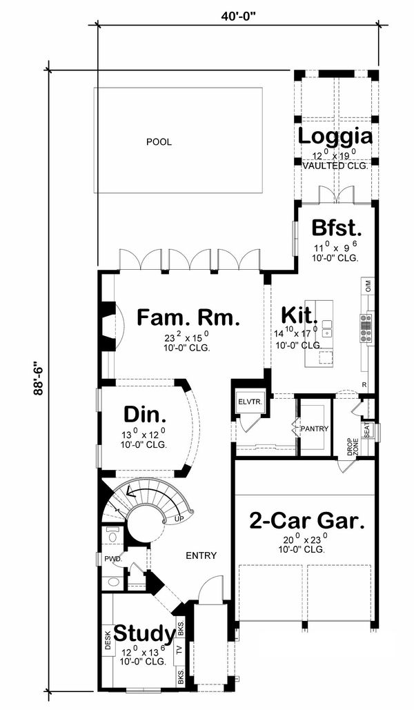 Dream House Plan - European Floor Plan - Main Floor Plan #20-2170