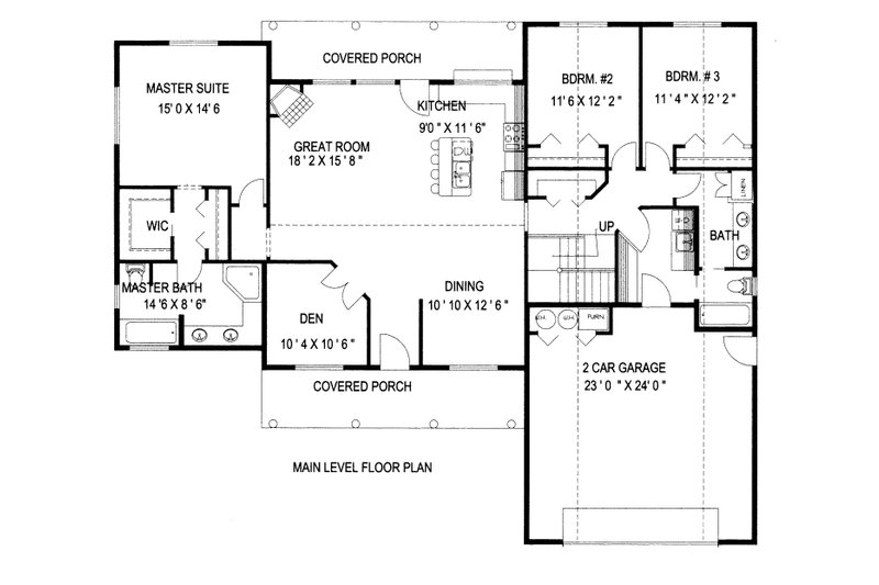 Home Plan - Floor Plan - Main Floor for Craftsman House Plan #117-990 - 3 bed, 3 bath