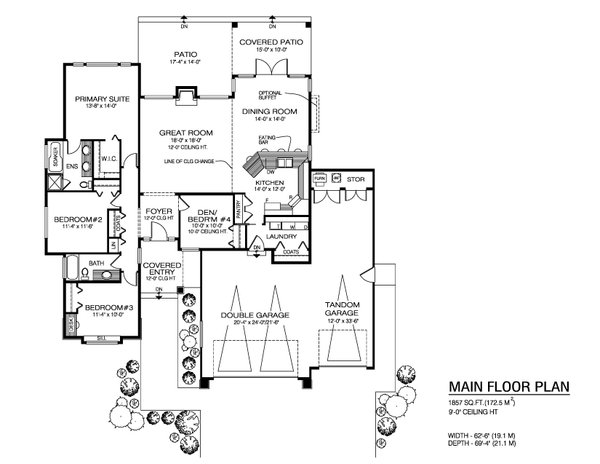 Home Plan - Floor Plan - Main Floor for Craftsman House Plan #1100-169 - 3 bed, 2 bath