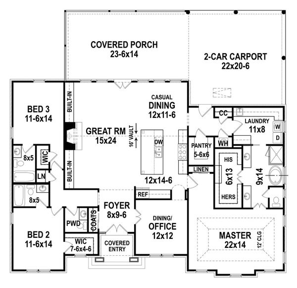 House Plan Design - Ranch Floor Plan - Main Floor Plan #119-435