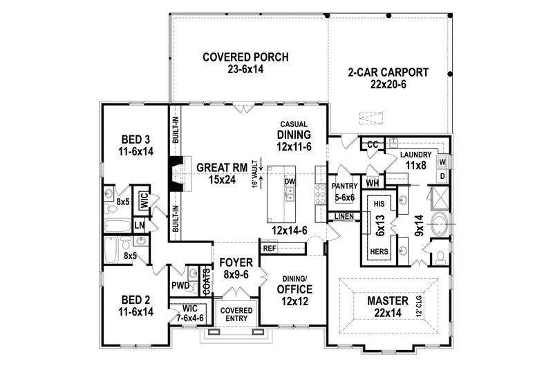 Dream House Plan - Floor Plan - Main Floor for Cottage House Plan #119-435 - 3 bed, 3.5 bath