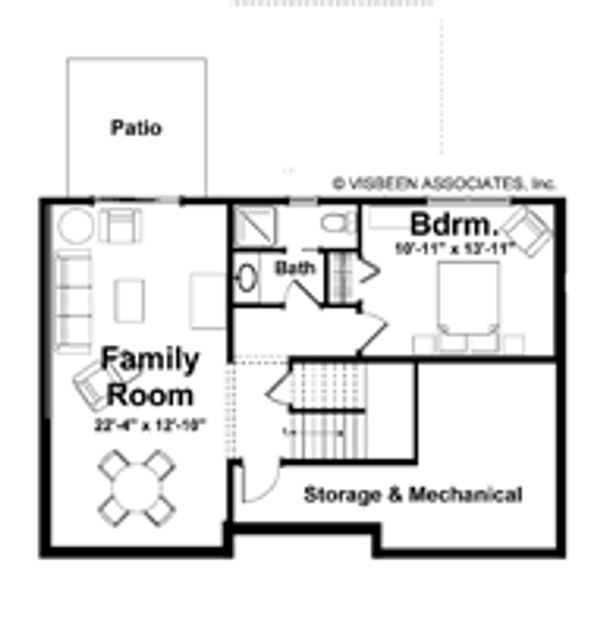 Dream House Plan - Floor Plan - Lower Floor for Farmhouse House Plan #928-442 - 3 bed, 2.5 bath