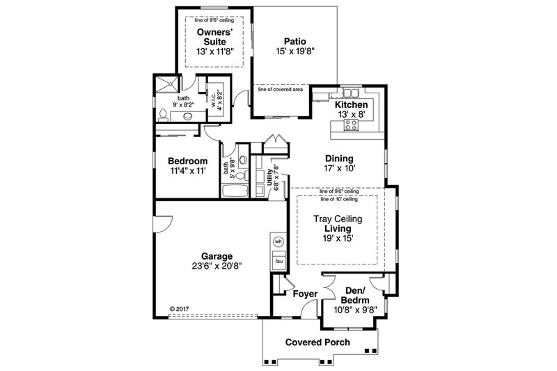 Architectural House Design - Floor Plan - Main Floor for Cottage House Plan #124-1063 - 3 bed, 2 bath