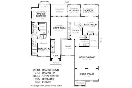 Floor Plan - Main Floor for Traditional House Plan #424-32 - 5 bed, 4 bath