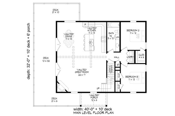 Floor Plan - Main Floor for Southern House Plan #932-841 - 4 bed, 3 bath