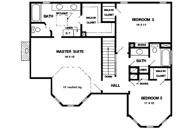 House Blueprint - Floor Plan - Upper Floor for Victorian House Plan #410-107 - 3 bed, 2.5 bath
