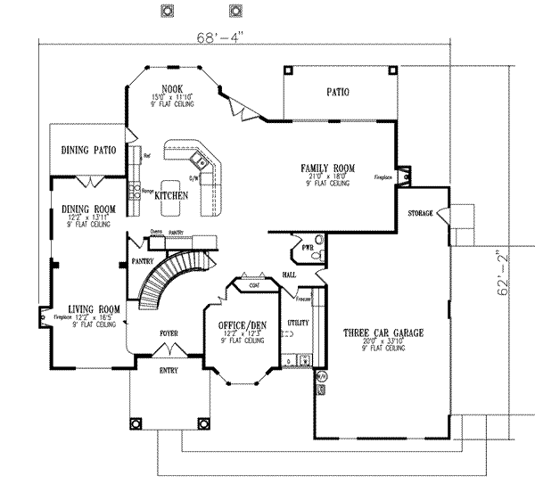 Home Plan - Adobe / Southwestern Floor Plan - Main Floor Plan #1-897