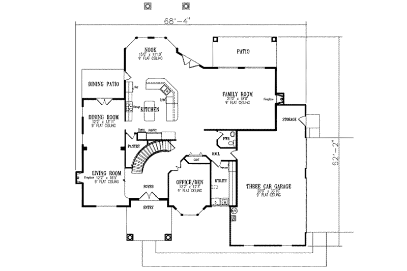 House Blueprint - Floor Plan - Main Floor for Adobe / Southwestern House Plan #1-897 - 6 bed, 4.5 bath