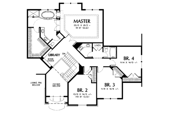 Floor Plan - Upper Floor for European House Plan #48-110 - 4 bed, 2.5 bath