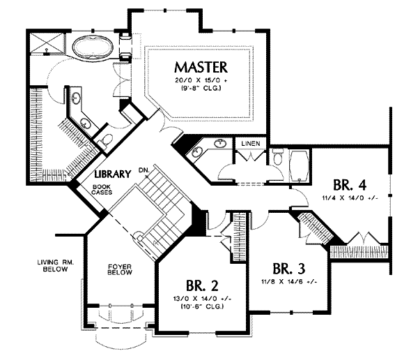 House Blueprint - European Floor Plan - Upper Floor Plan #48-110
