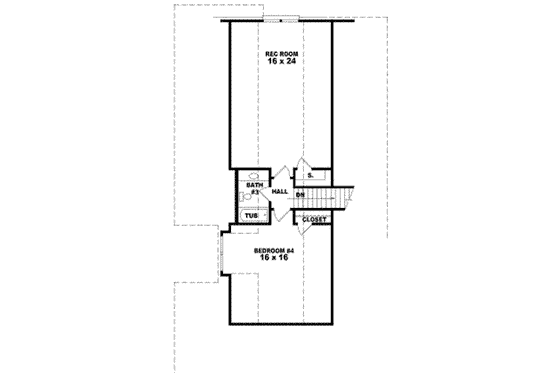 Floor Plan - Upper Floor for Bungalow House Plan #81-1190 - 3 bed, 3 bath