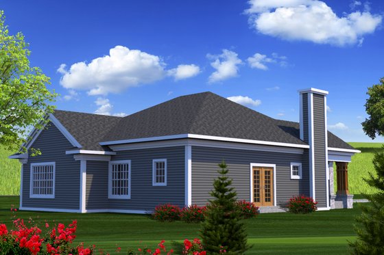 Exterior - Rear Elevation for Ranch House Plan #70-1207 - 3 bed, 2 bath