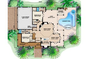 Floor Plan - Main Floor for Traditional House Plan #27-409 - 4 bed, 4.5 bath