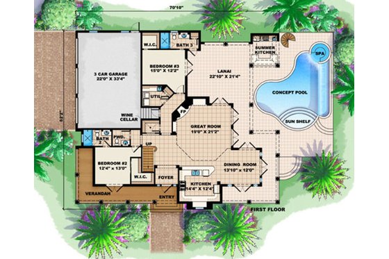 Floor Plan - Main Floor for Traditional House Plan #27-409 - 4 bed, 4.5 bath
