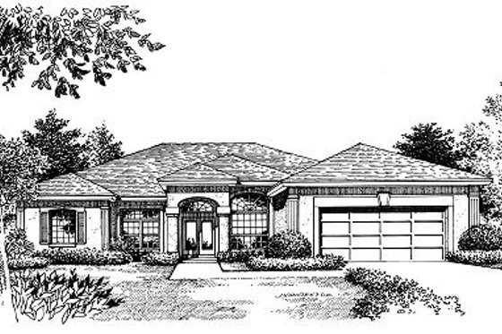 Exterior - Front Elevation for Mediterranean House Plan #417-281 - 4 bed, 3 bath