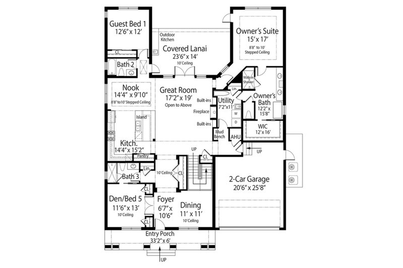 Architectural House Design - Floor Plan - Main Floor for Contemporary House Plan #938-92 - 4 bed, 4 bath