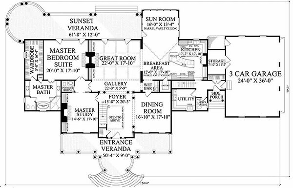 Home Plan - Southern Floor Plan - Main Floor Plan #137-186