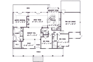 Floor Plan - Main Floor for Southern House Plan #54-102 - 3 bed, 2 bath