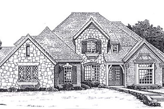Exterior - Front Elevation for European House Plan #310-204 - 4 bed, 3.5 bath