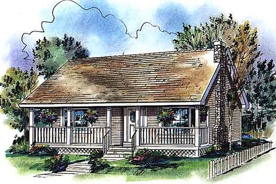 Exterior - Front Elevation 6 for Ranch House Plan #18-327 - 2 bed, 1 bath